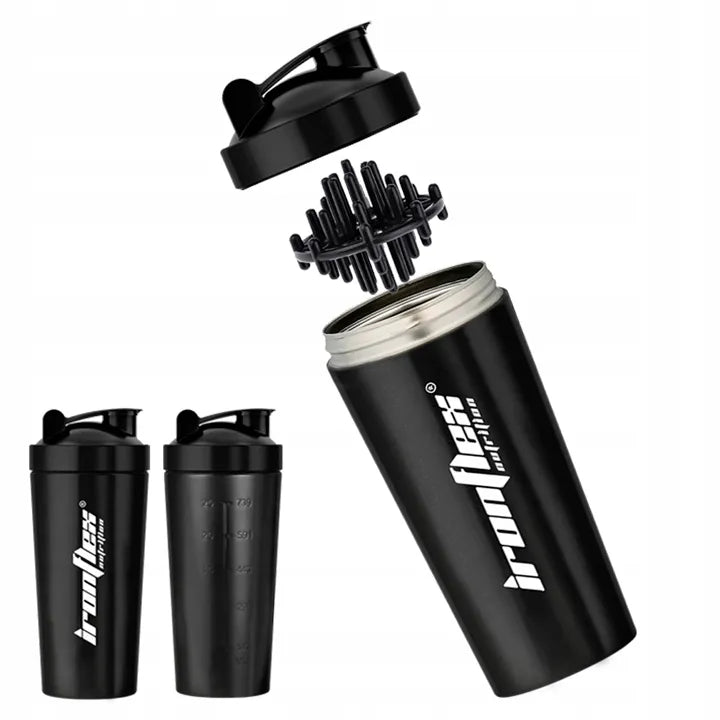 IRONFLEX STEEL SHAKER 750ml sandarus plaktuvė maisto papildams sporto salei ir treniruotėms