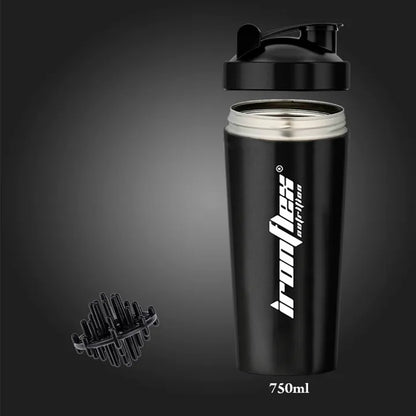IRONFLEX STEEL SHAKER 750ml sandarus plaktuvė maisto papildams sporto salei ir treniruotėms