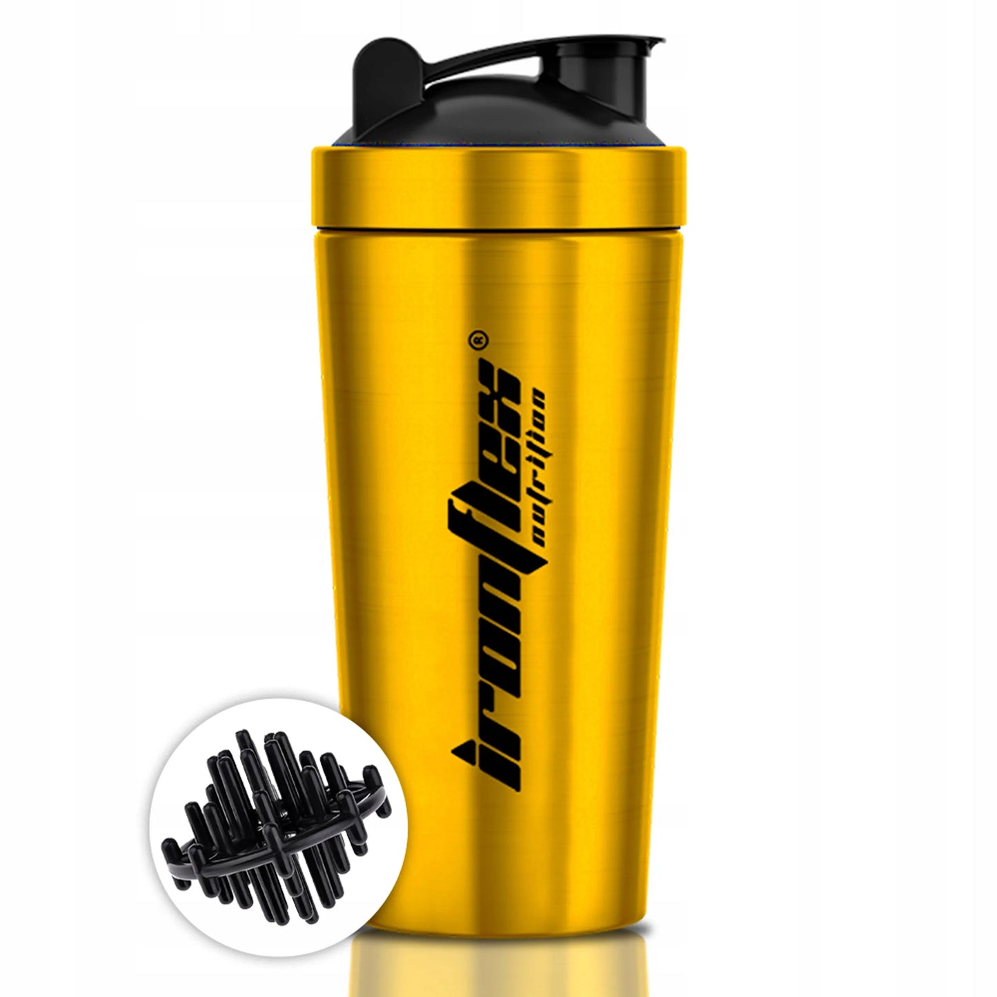 IRONFLEX STEEL SHAKER 750ml sandarus plaktuvėlis papildams sporto salei ir treniruotėms