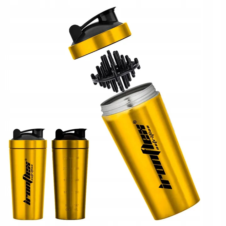 IRONFLEX STEEL SHAKER 750ml sandarus plaktuvėlis papildams sporto salei ir treniruotėms