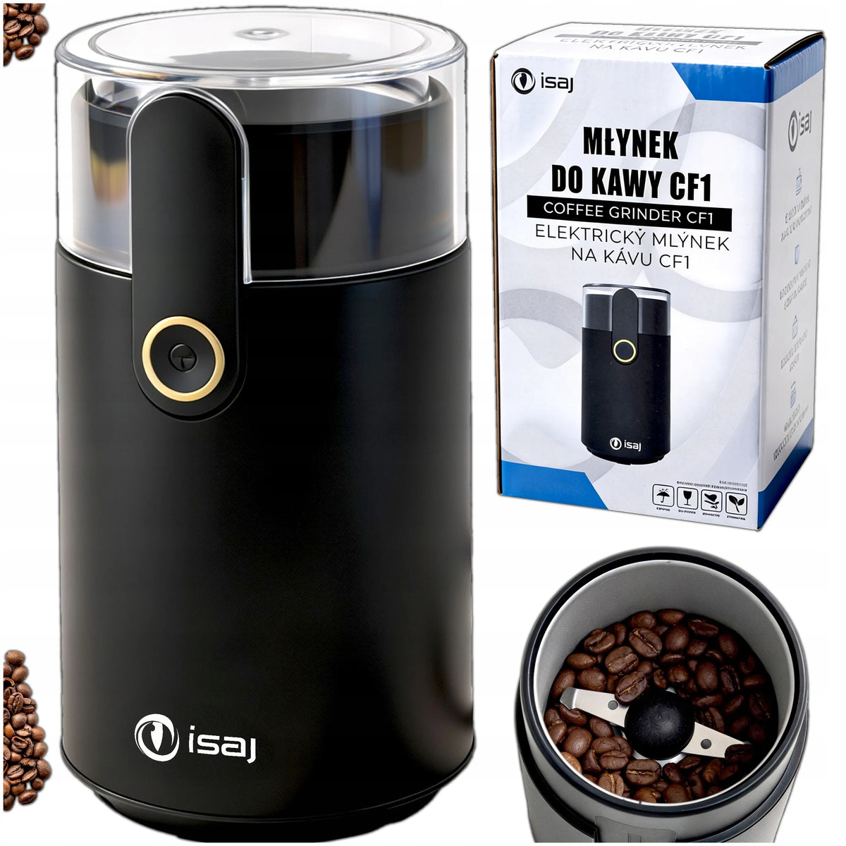 ISAJ CF1 elektrinė kavamalė kavai, riešutams ir prieskoniams, 150 W, 50 g