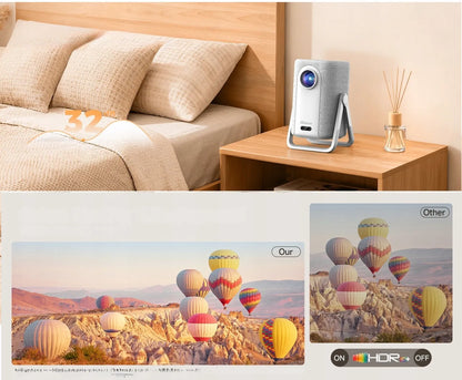 „iSinbox“ 4K projektorius su „Wi-Fi“, „Bluetooth“ ir automatiniu fokusavimu, „Netflix“, „YouTube“, „Prime Video“ bei „Dolby“