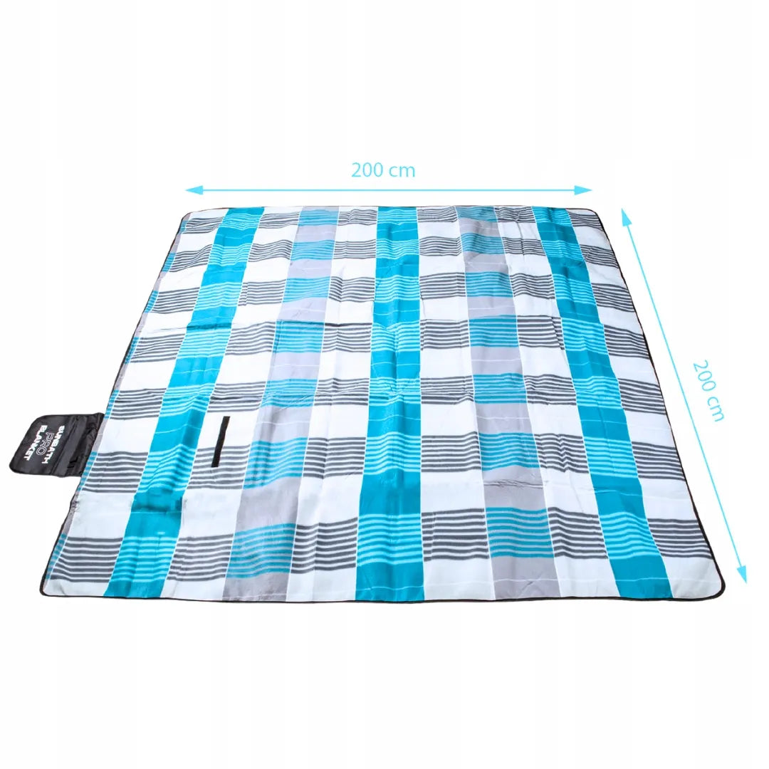 Iškylų / paplūdimio pledas SUN PRO 200x200 cm su izoliacija, dirželiu ir kuoliukais