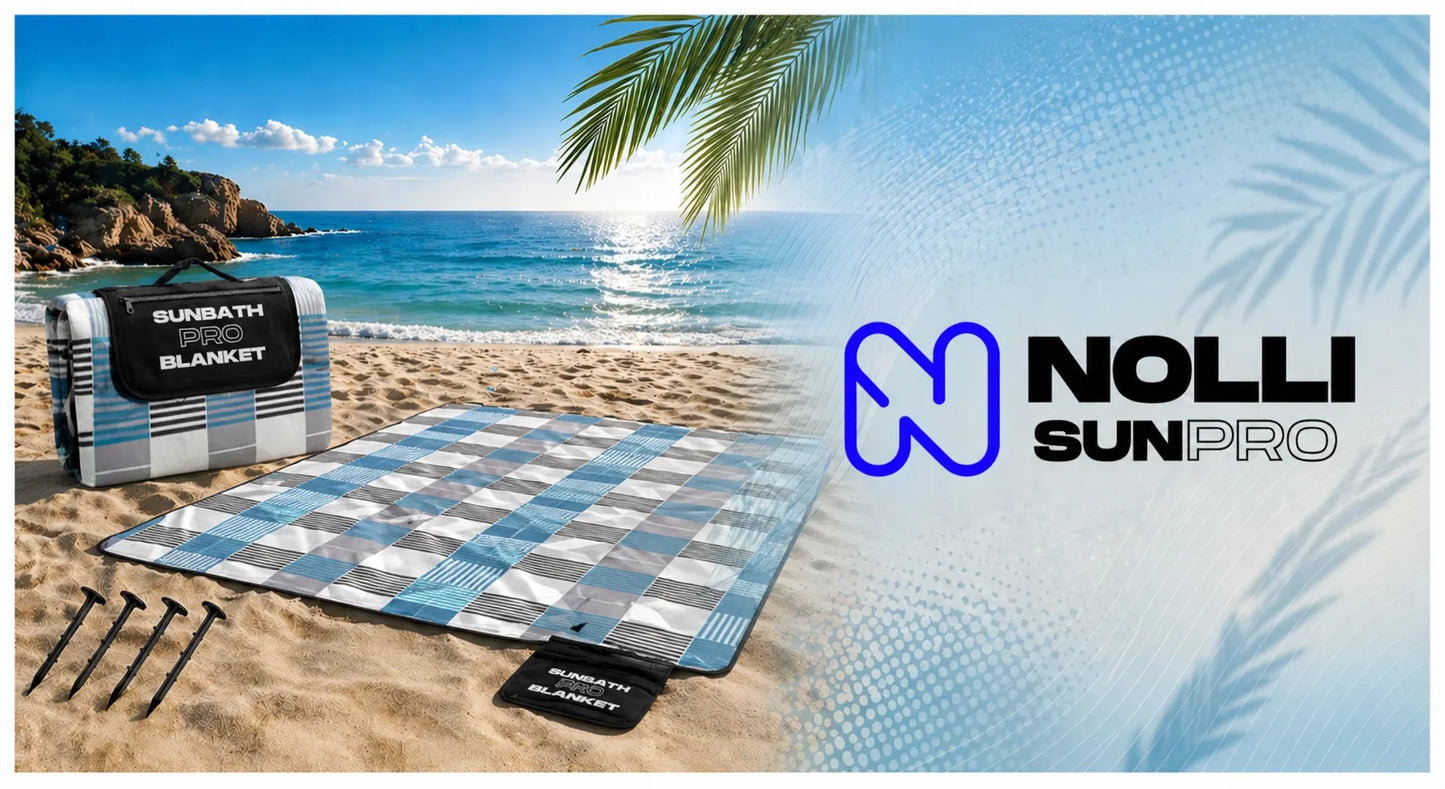 Iškylų / paplūdimio pledas SUN PRO 200x200 cm su izoliacija, dirželiu ir kuoliukais