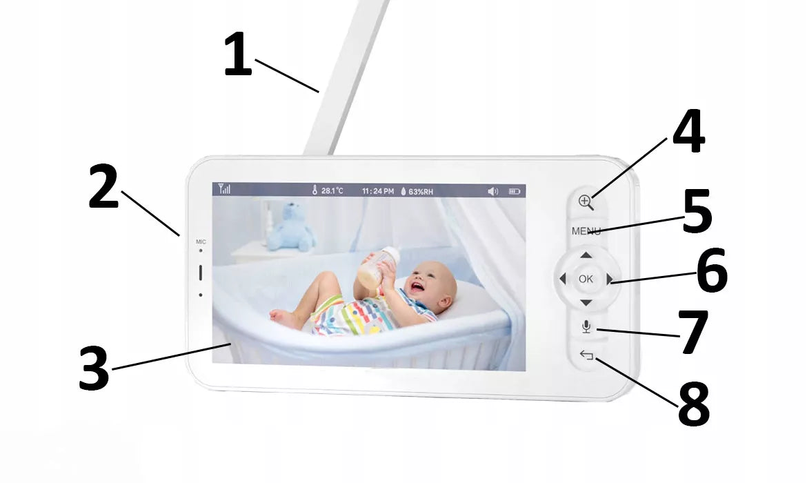 Išmanioji elektroninė auklė Sone su WiFi kamera, FULL HD, 5" LCD ekranu ir 4x priartinimu
