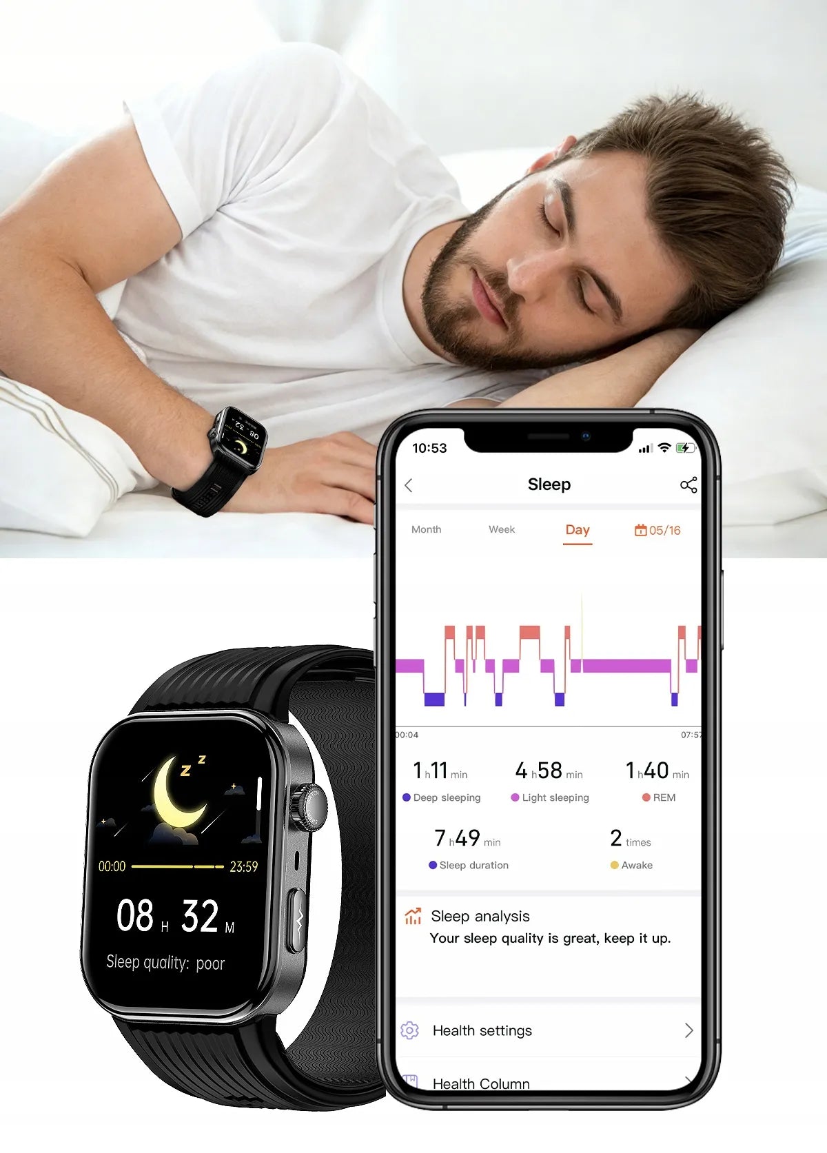 Išmanusis laikrodis kardiowatch su kraujospūdžio matuokliu, gliukomačiu, EKG, kraujo deguonies ir kritimo jutikliu, lietuvių kalba