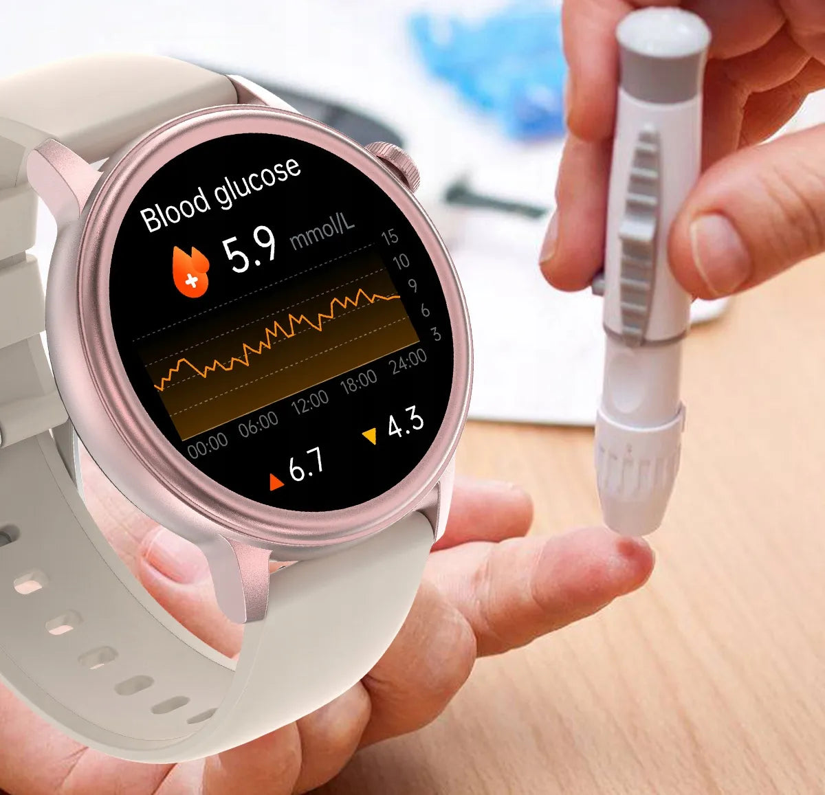 Išmanusis laikrodis senjorams su EKG, gliukozės, cholesterolio ir kraujospūdžio matavimo funkcijomis