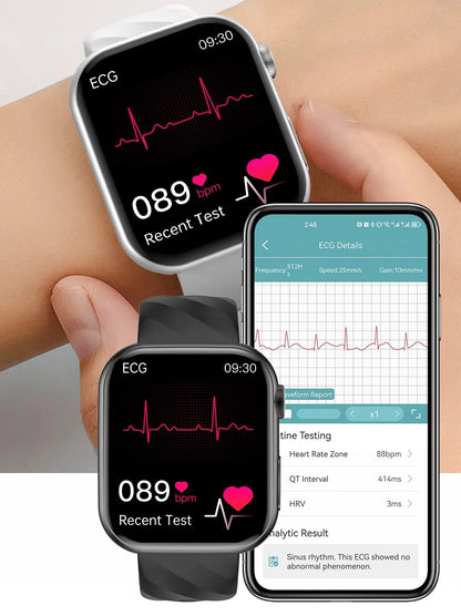 Išmanusis laikrodis senjorams su EKG, kraujospūdžio matuokliu, gliukozės matuokliu, pulso matuokliu, lietuvių kalba