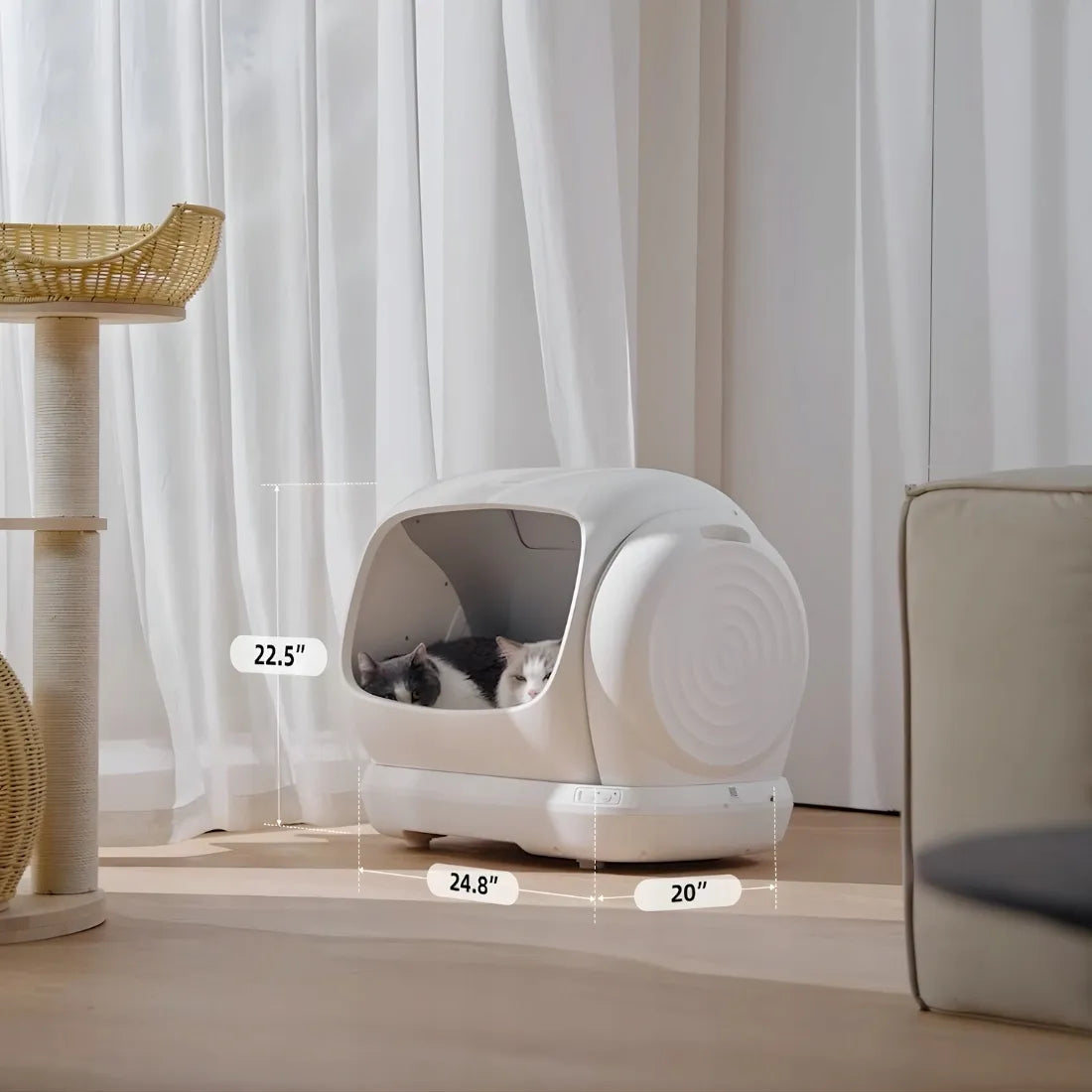 Išmanusis savaime išsivalantis kačių tualetas UBPet, 106 l, 42 dB, su programėle