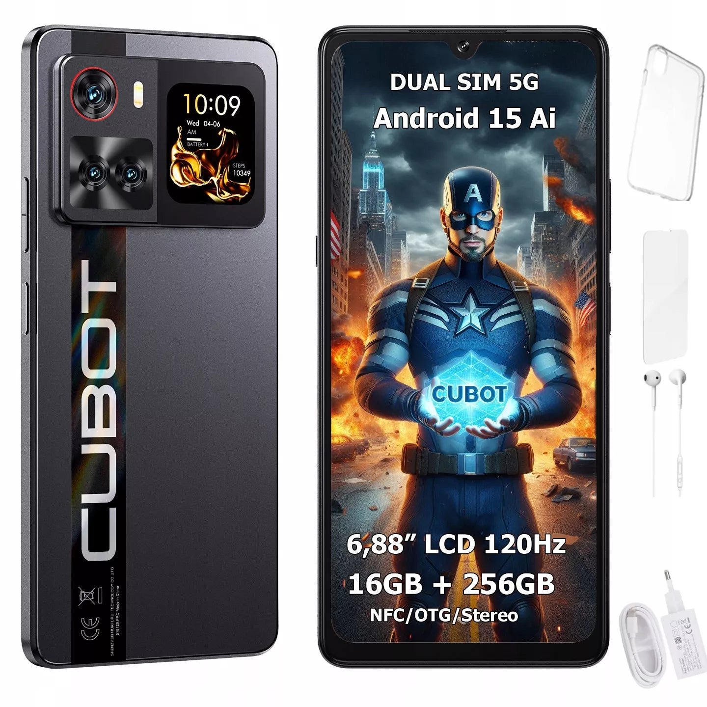 Išmanusis telefonas Cubot X100 5G 16/256GB Dual SIM su dviem ekranais (dėklas)
