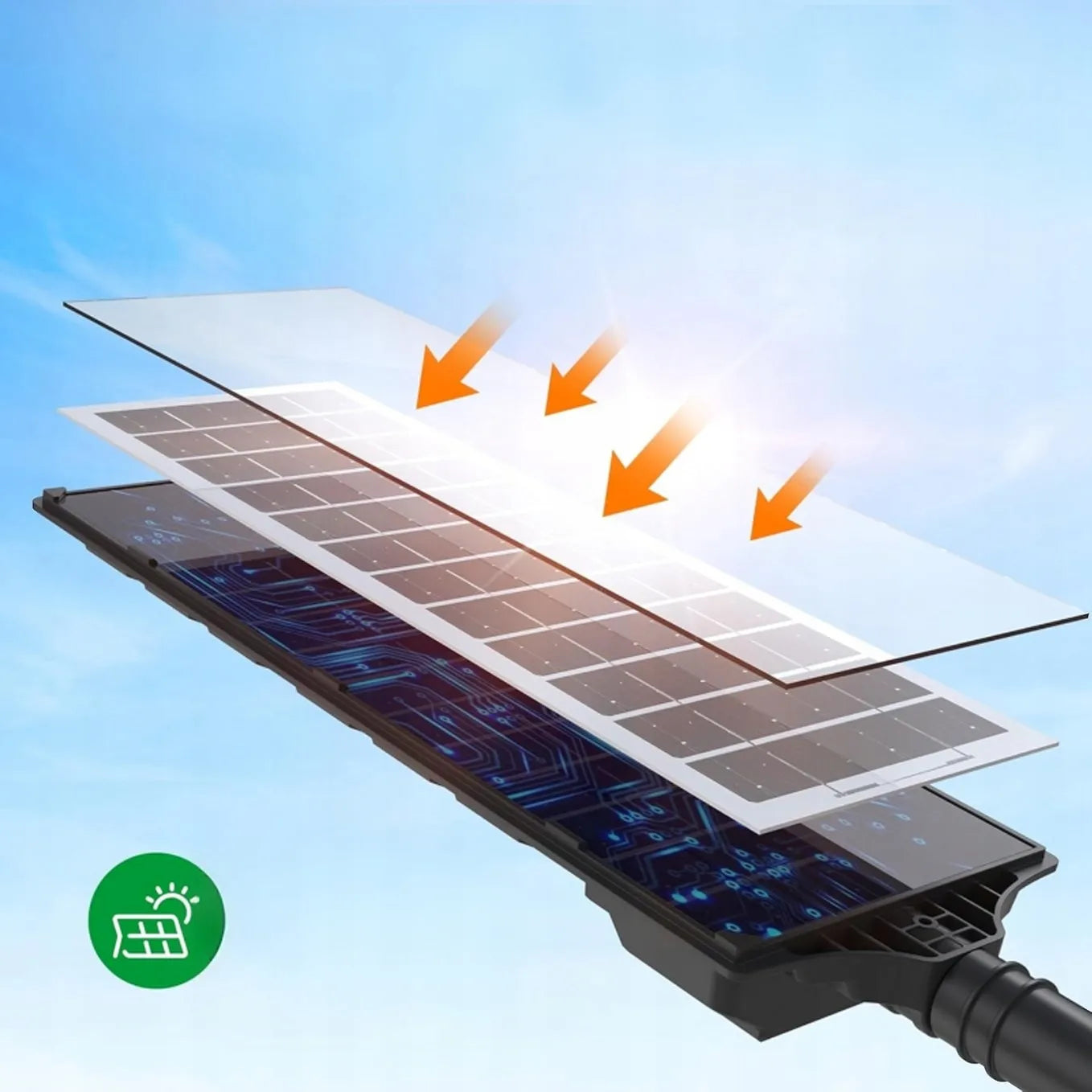 Išorinė LED saulės gatvių lempa su judesio ir sutemų jutikliu 3000W