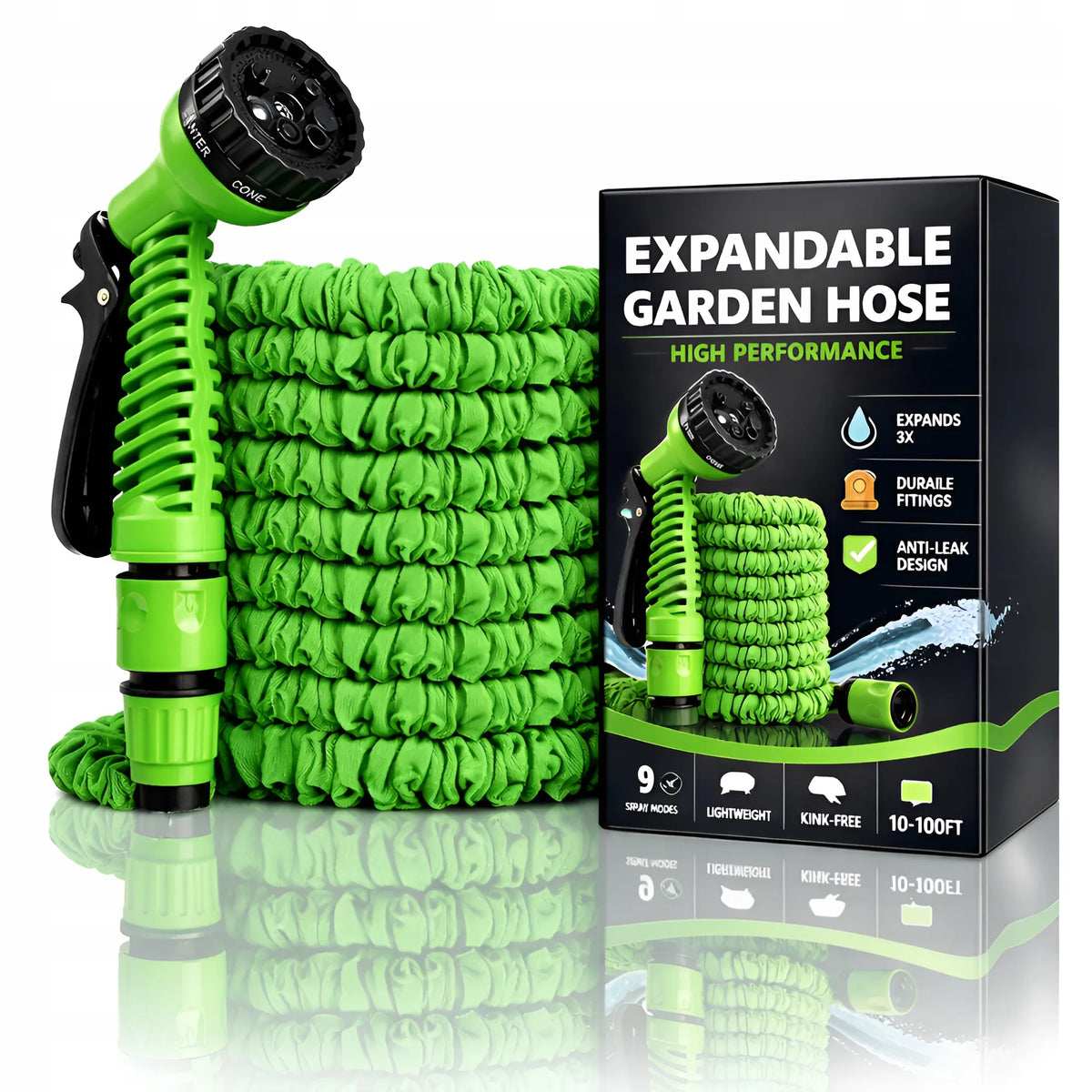 Išsiplečianti sodo žarna 22,5 m + 7 funkcijų pistoletas + jungtys