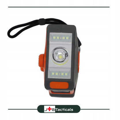JB Tacticals JB-03 oranžinis nešiojamasis avarinis AM/FM radijas su saulės baterija, rankine dinamo rankenėle, išoriniu akumuliatoriumi ir LED žibintuvėliu