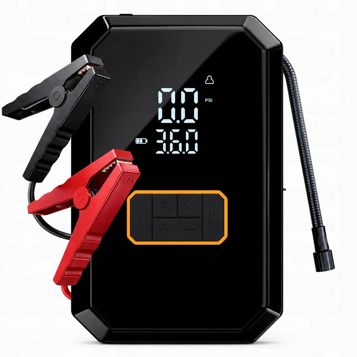 JUMP STARTER BOOSTER 16000 mAh ORO KOMPRESORIUS 150 PSI 10,3 BAR PROŽEKTORIUS POWERBANK