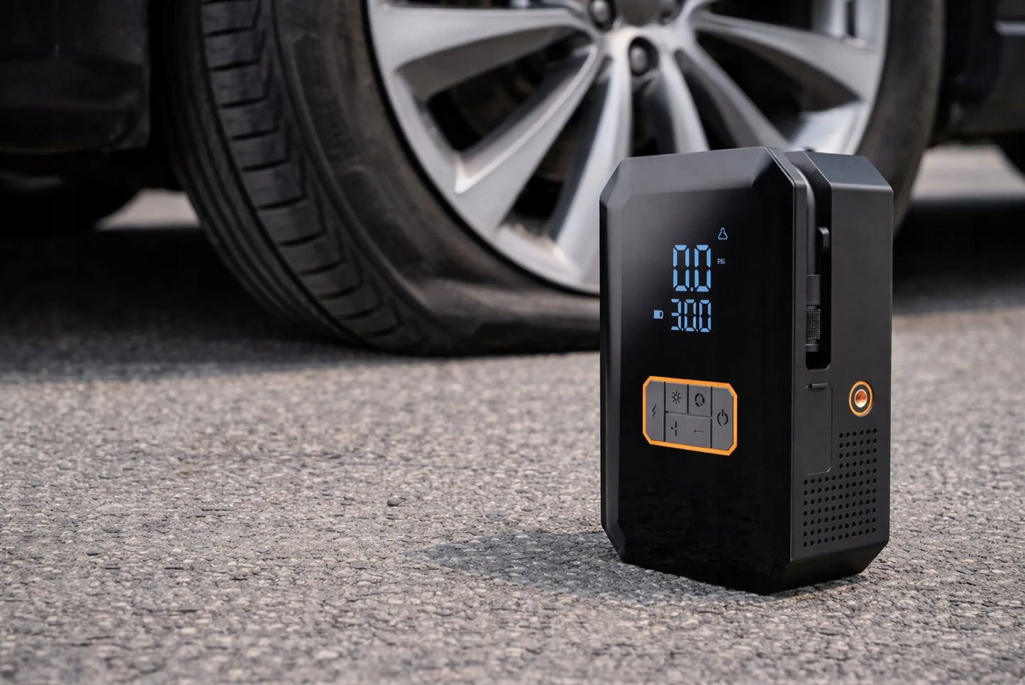 JUMP STARTER BOOSTER 16000 mAh ORO KOMPRESORIUS 150 PSI 10,3 BAR PROŽEKTORIUS POWERBANK