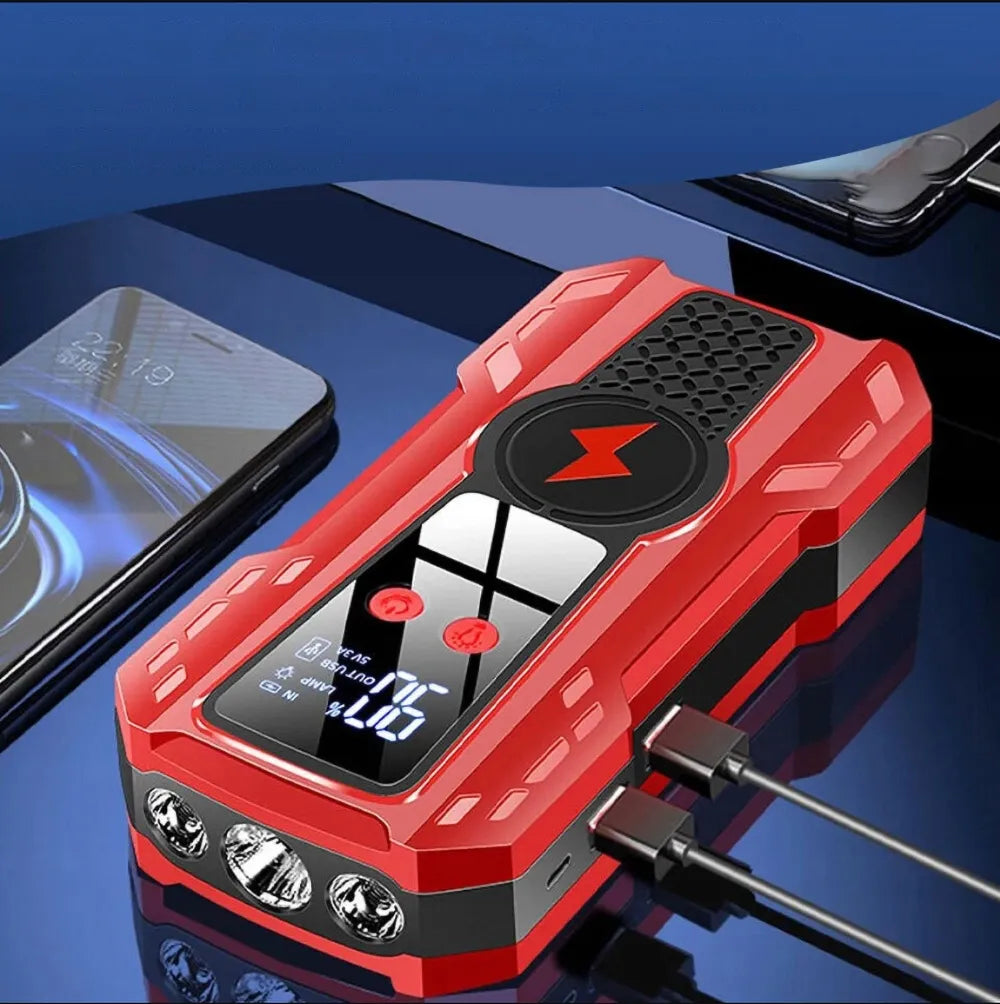 JUMP STARTER paleidimo įrenginys, išorinė baterija, kompresorius, USB 99000 mAh