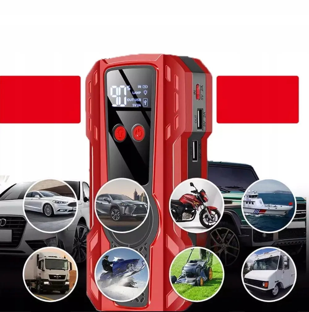 JUMP STARTER paleidimo įrenginys, išorinė baterija, kompresorius, USB 99000 mAh