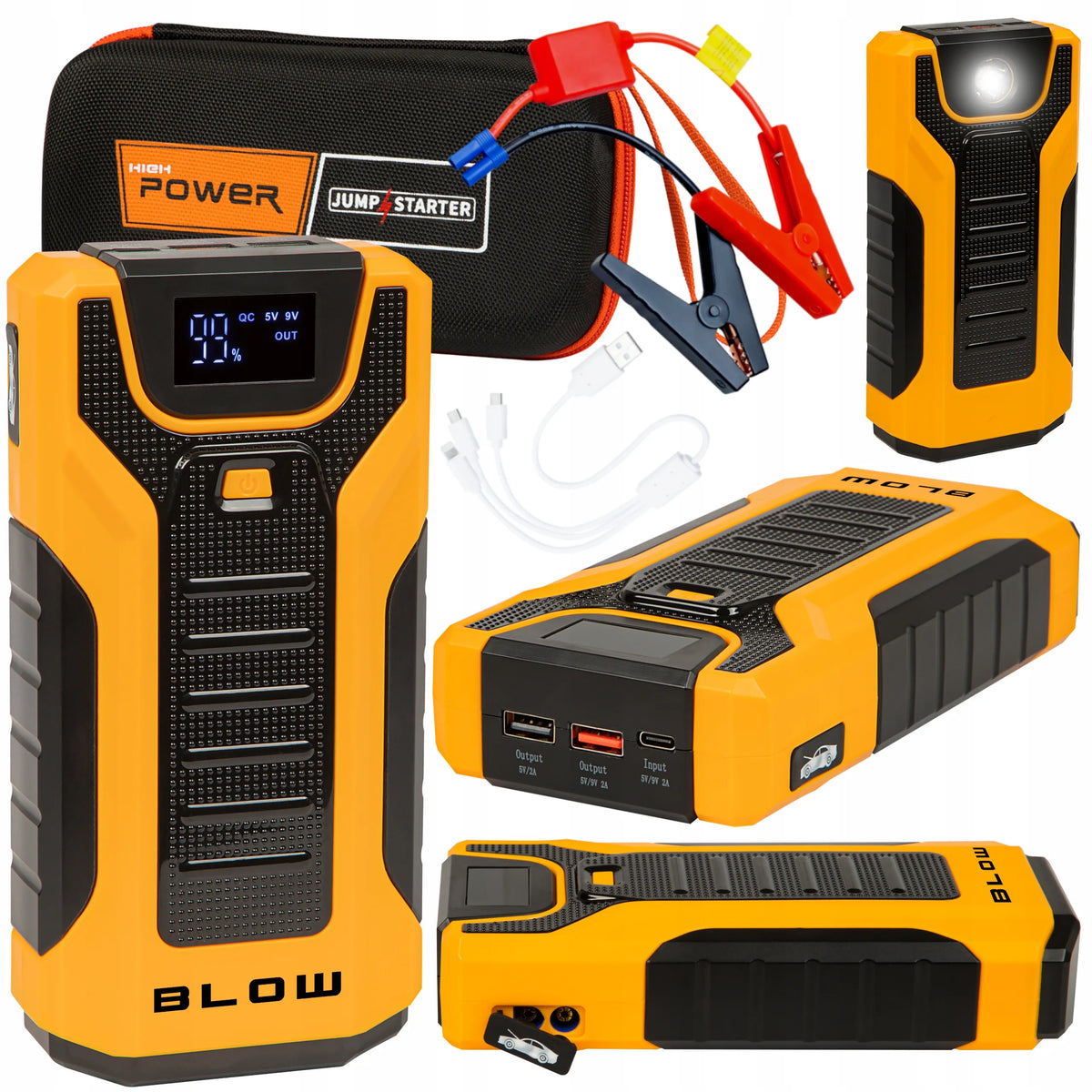 JUMP STARTER užvedimo įrenginys booster powerbank galingas su žibintuvėliu rinkinys 30000mAh