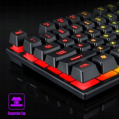 Juoda LED apšvietimo žaidimų klaviatūra DSJ K_500 su pele
