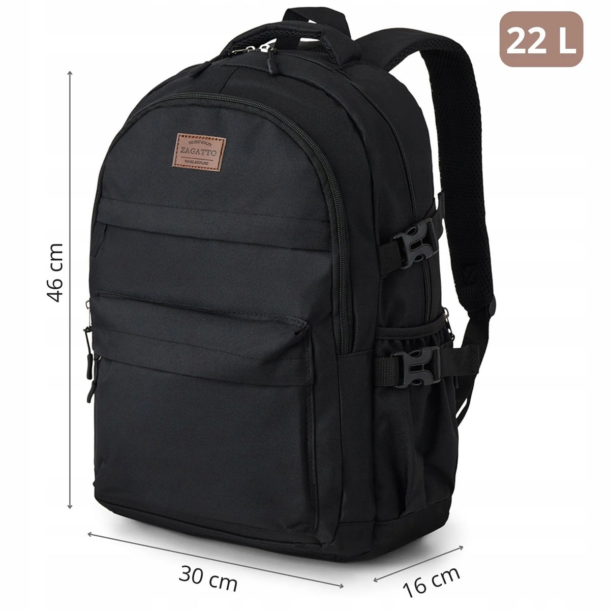 Juoda miesto kuprinė „Zagatto” ZG965, talpi, daug skyrių, mokyklai ir darbui