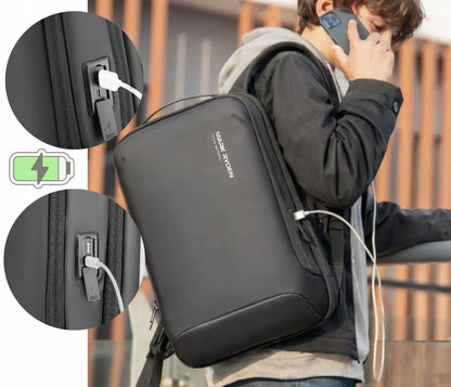 Juoda vandeniui atspari sutvirtinta kuprinė nešiojamajam kompiuteriui iki 15,6 colio su USB jungtimis „Mark Ryden“