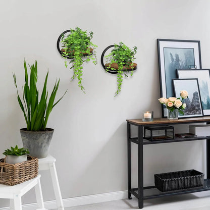 Juodas metalinis sieninis gėlių stovas EBRO Rustic loft