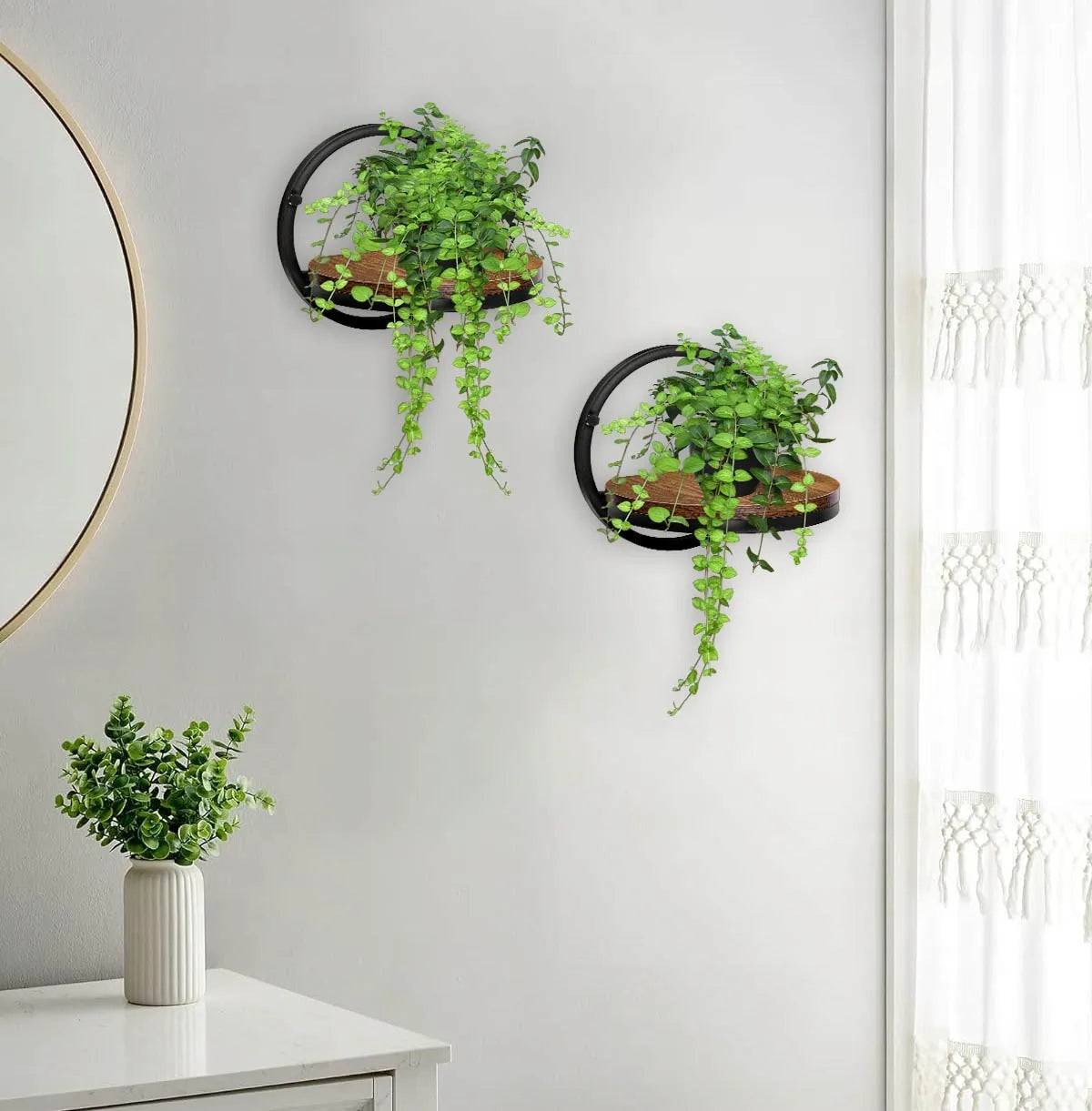 Juodas metalinis sieninis gėlių stovas EBRO Rustic loft