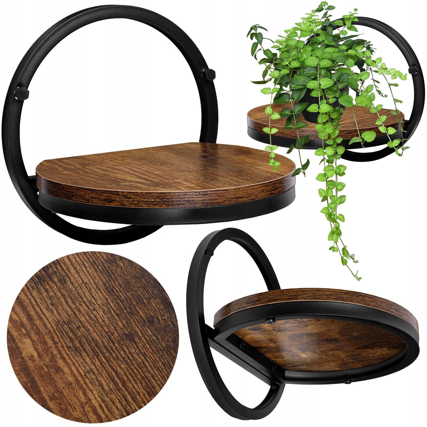 Juodas metalinis sieninis gėlių stovas EBRO Rustic loft