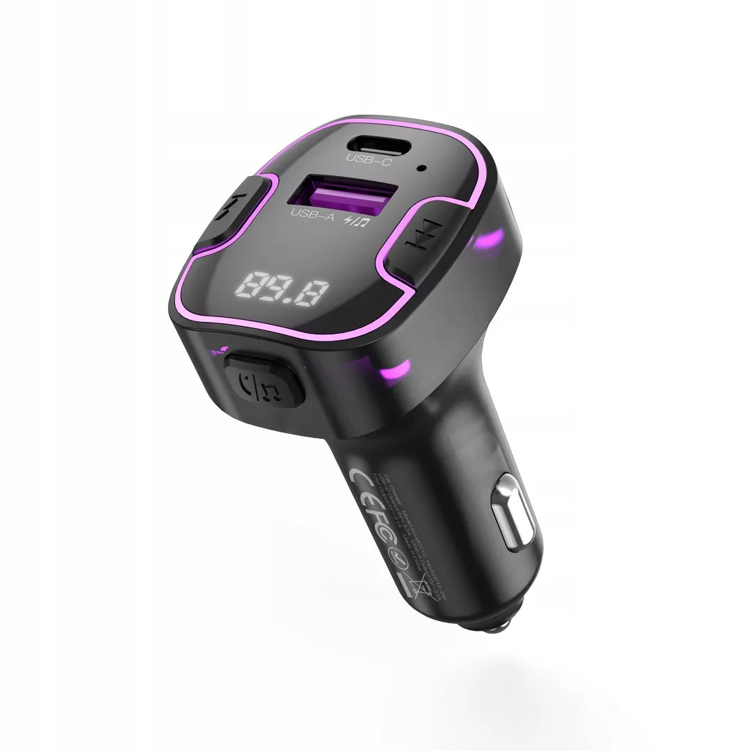 Juodas „XO“ FM transmiteris BCC12 „Bluetooth“, MP3, automobilinis įkroviklis 3,1 A