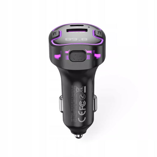 Juodas „XO“ FM transmiteris BCC12 „Bluetooth“, MP3, automobilinis įkroviklis 3,1 A