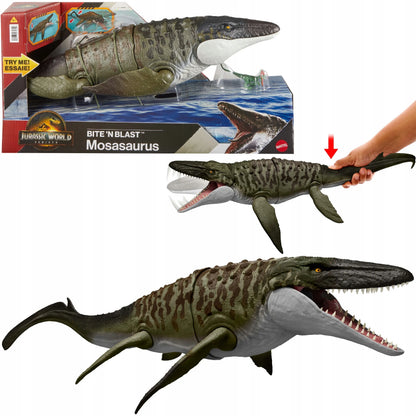 Jurassic World Rebirth didelė dinozauro figūrėlė – mosazauro puolimas nasrais, 65 cm