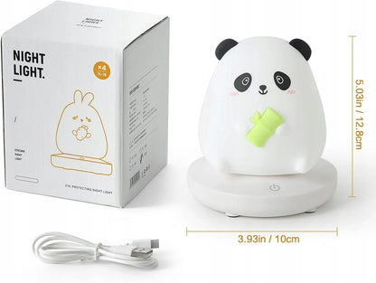 Jutiklinė LED Naktinė Lempa „Panda“ iš Minkšto Silikono