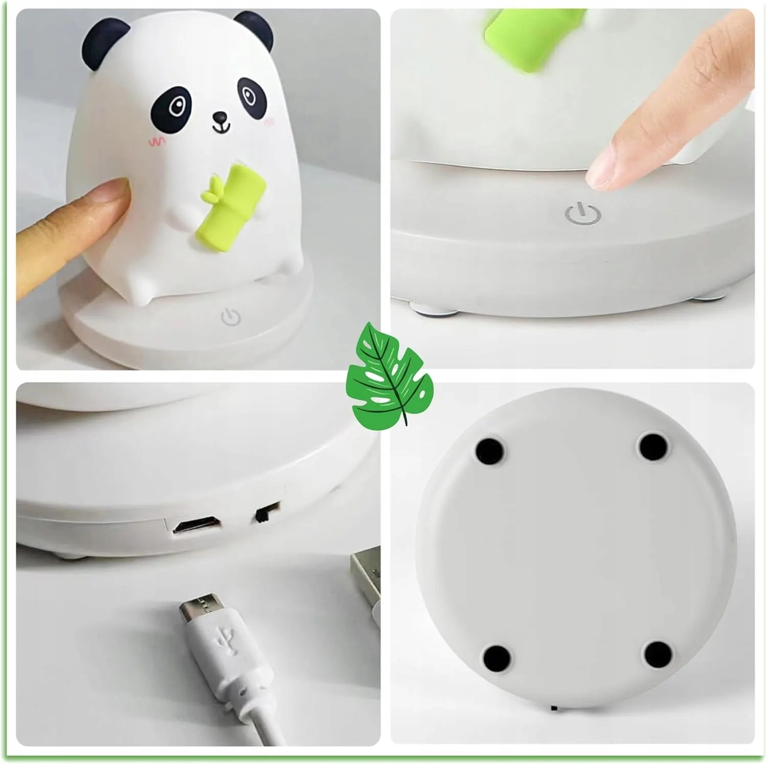 Jutiklinė LED Naktinė Lempa „Panda“ iš Minkšto Silikono