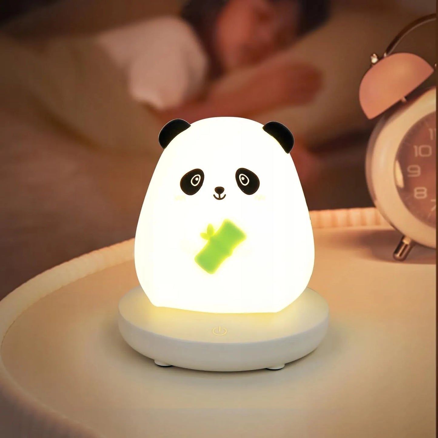 Jutiklinė naktinė lemputė „Panda“ – žavingas LED šviestuvas vaikams iš minkšto silikono