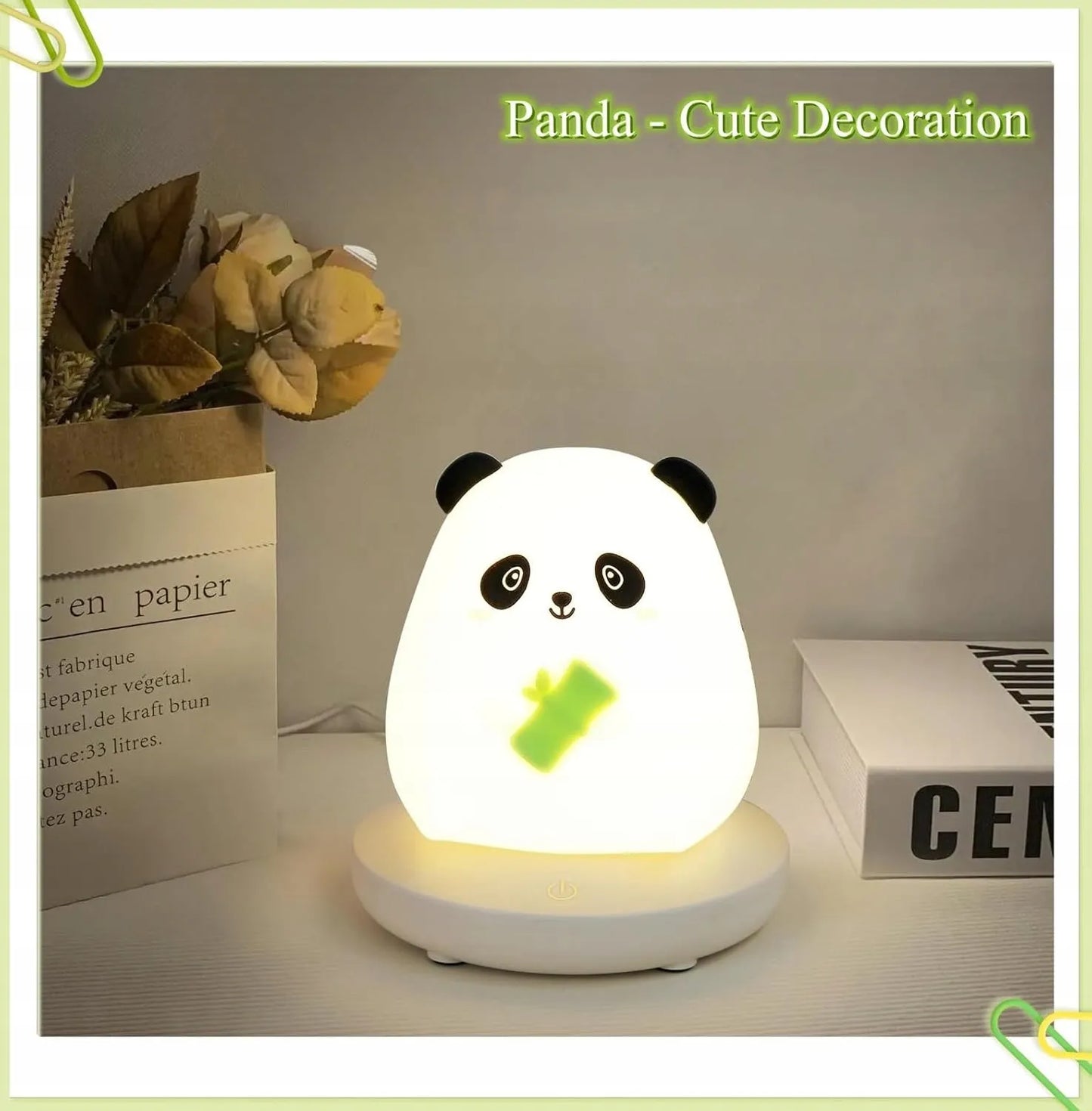 Jutiklinė naktinė lemputė „Panda“ – žavingas LED šviestuvas vaikams iš minkšto silikono