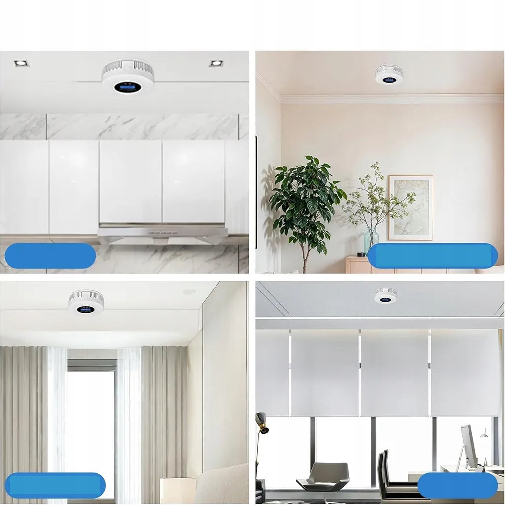 JYIPure anglies monoksido ir dūmų detektorius 2in1 su LCD ekranu