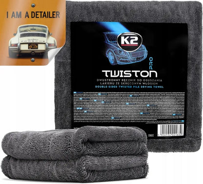 K2 TWISTON dvipusis rankšluostis automobilio dažų džiovinimui, susukto pluošto, 60x90cm
