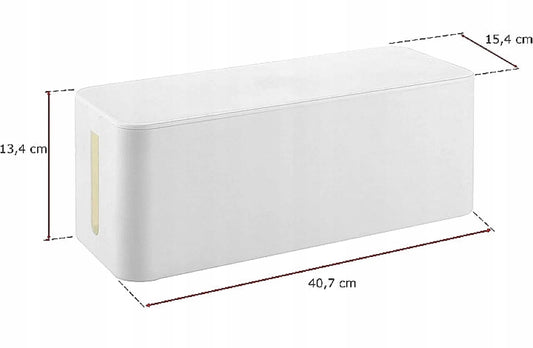 Kabelių organizatorius, dėžutė su dangčiu, 40x13x15 cm, balta