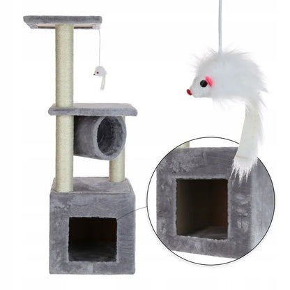 Kačių draskyklė su nameliu ir guoliu, 90 cm, K&M F021
