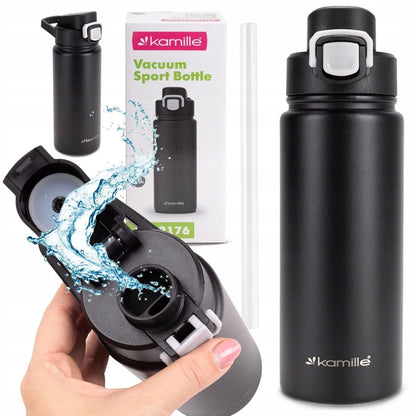 Kamille termo puodelis su užraktu ir snapeliu, 600 ml, matinės juodos spalvos