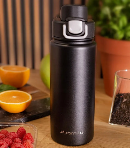 Kamille termo puodelis su užraktu ir snapeliu, 600 ml, matinės juodos spalvos