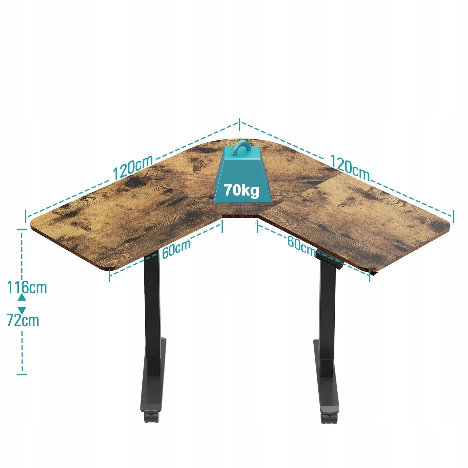 Kampinis rašomasis stalas Triadyn WorkBase 1206L su elektriniu aukščio reguliavimu 120x120cm