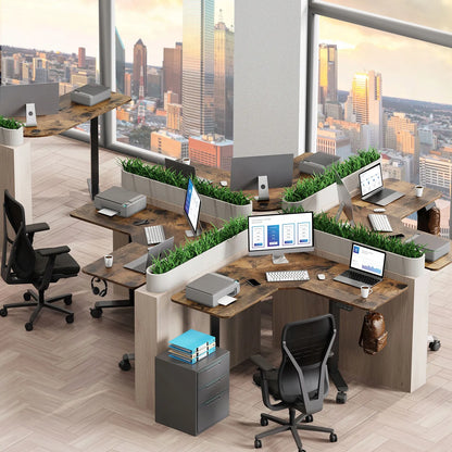 Kampinis rašomasis stalas Triadyn WorkBase 1206L su elektriniu aukščio reguliavimu 120x120cm
