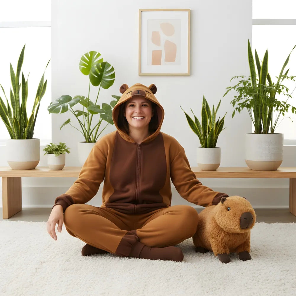 Kapibaros kigurumi pižama „onesie“, kostiumas, S dydis, 145–155 cm