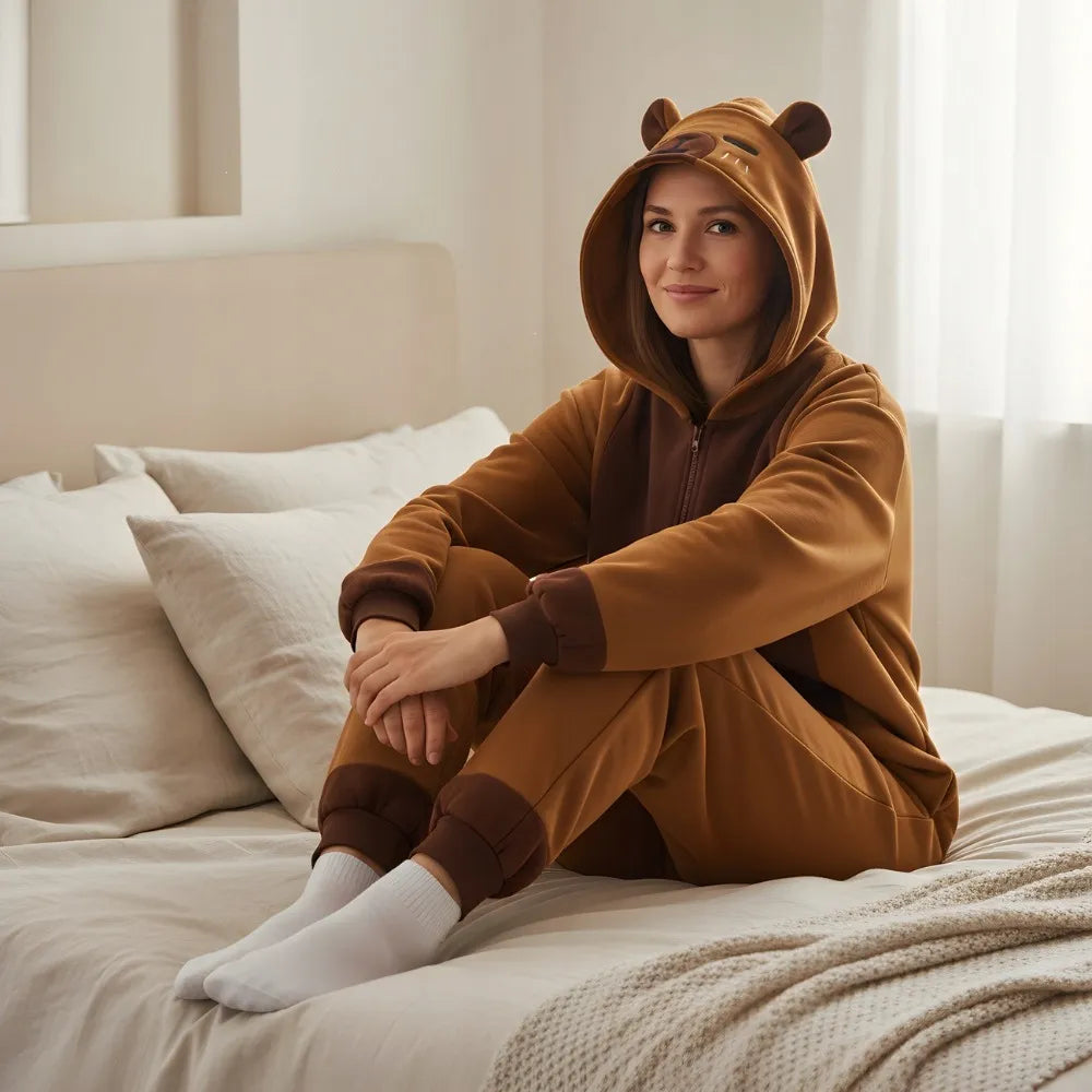 Kapibaros kigurumi pižama „onesie“, kostiumas, S dydis, 145–155 cm