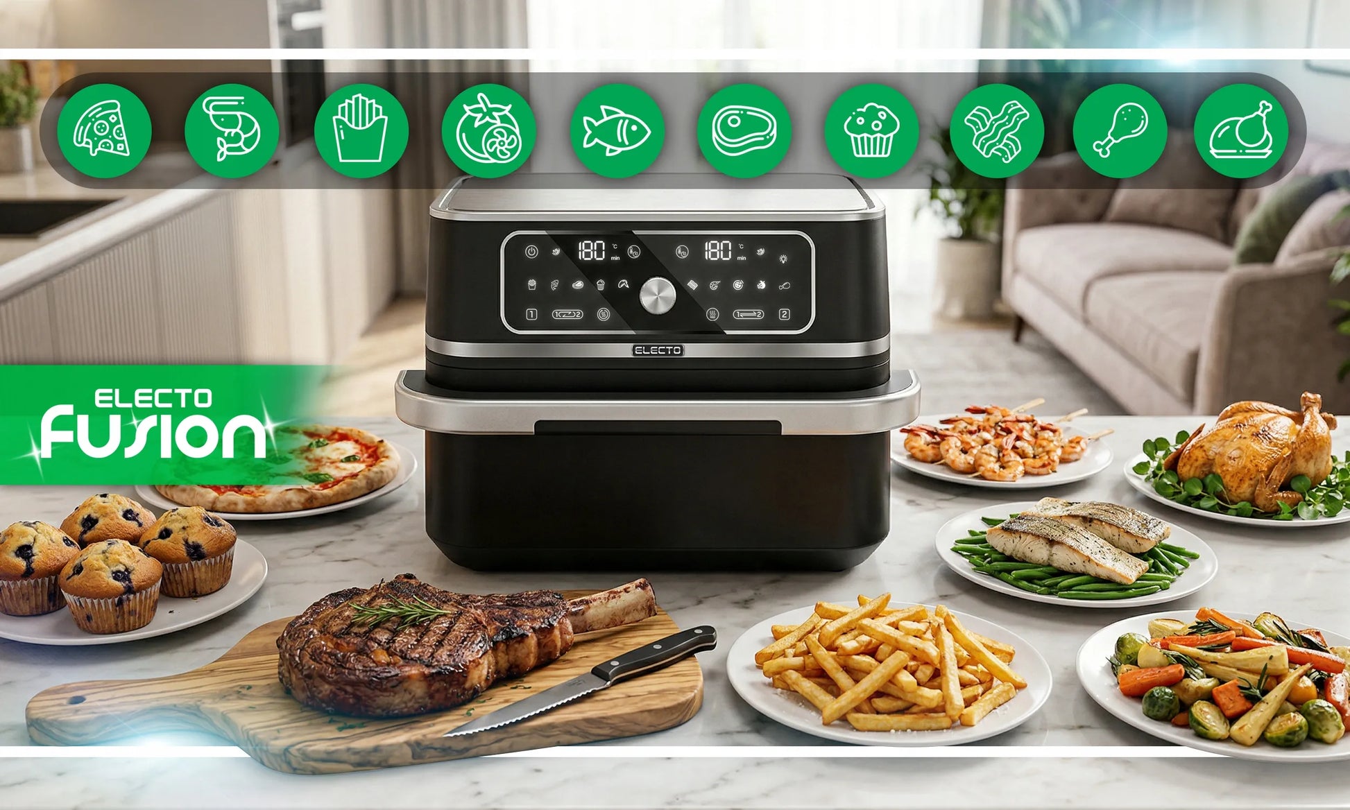 Karšto Oro Gruzdintuvė 10L Dviejų Kamerų 3100W