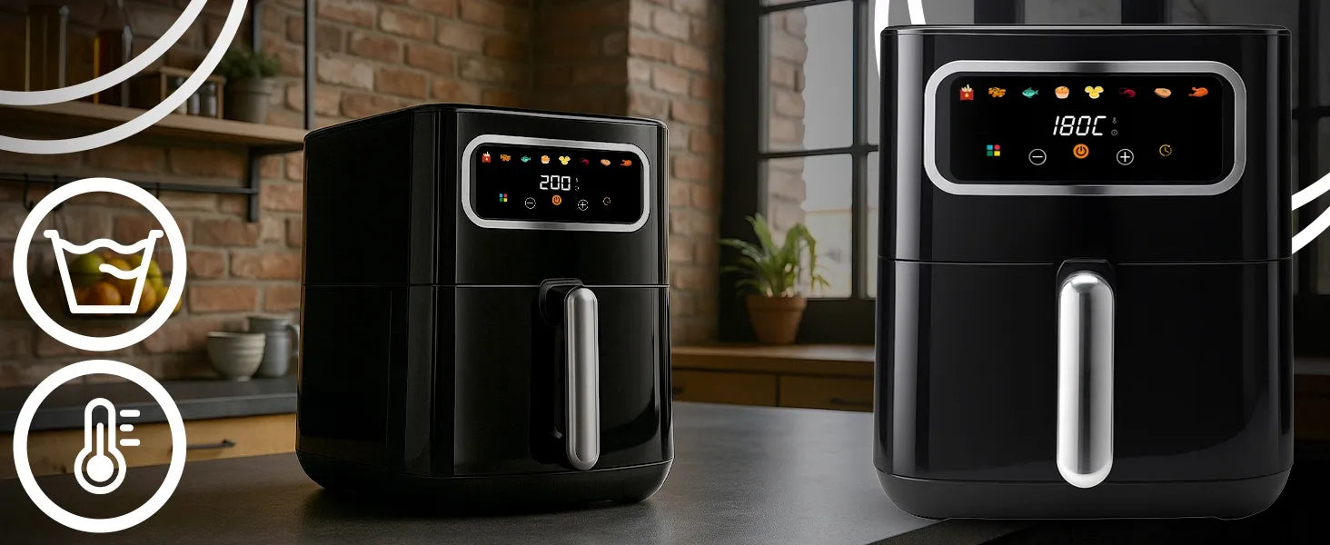 Karšto oro gruzdintuvė RETOO Air Fryer 1450W, 5,5 l, 8 programų