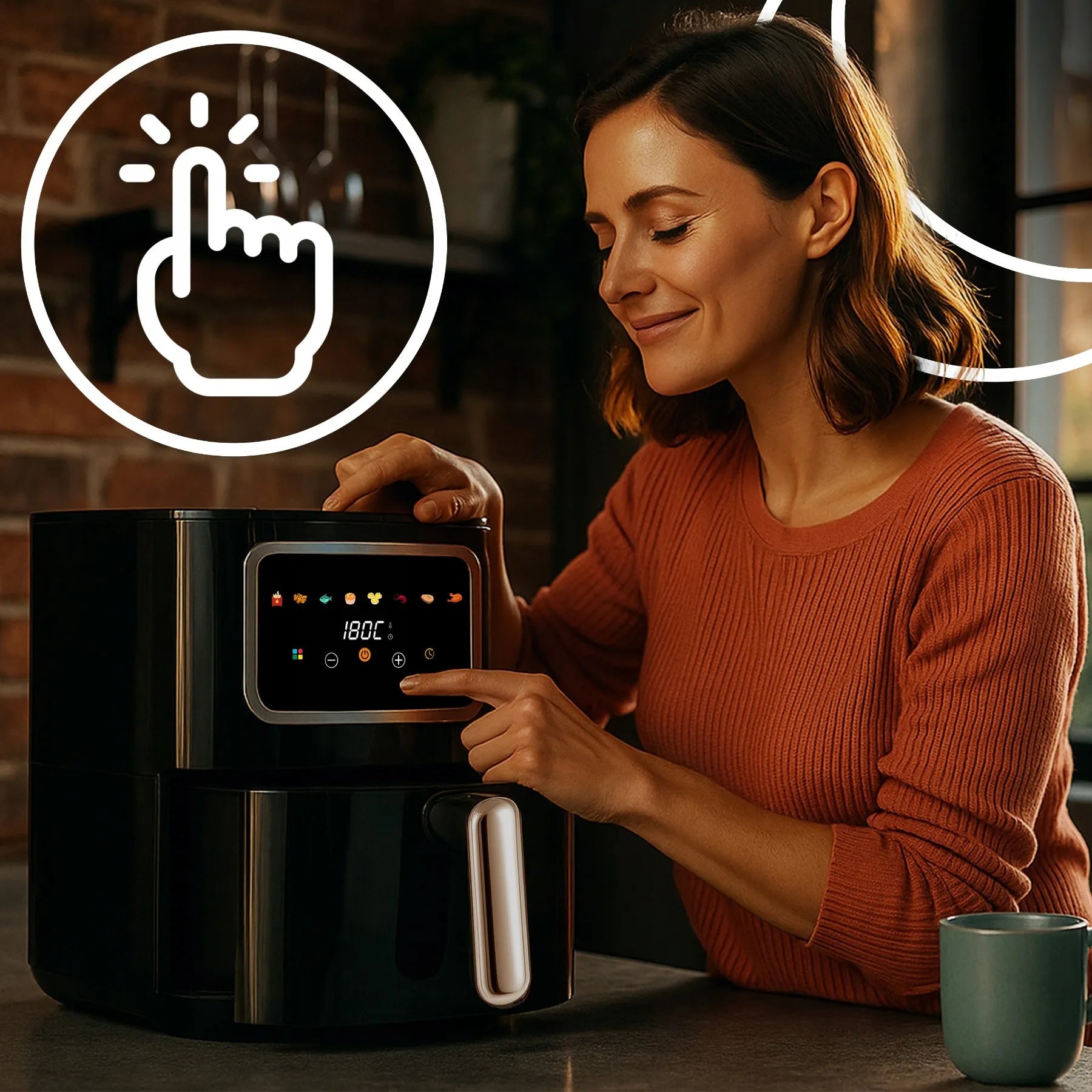 Karšto oro gruzdintuvė RETOO Air Fryer 1450W, 5,5 l, 8 programų