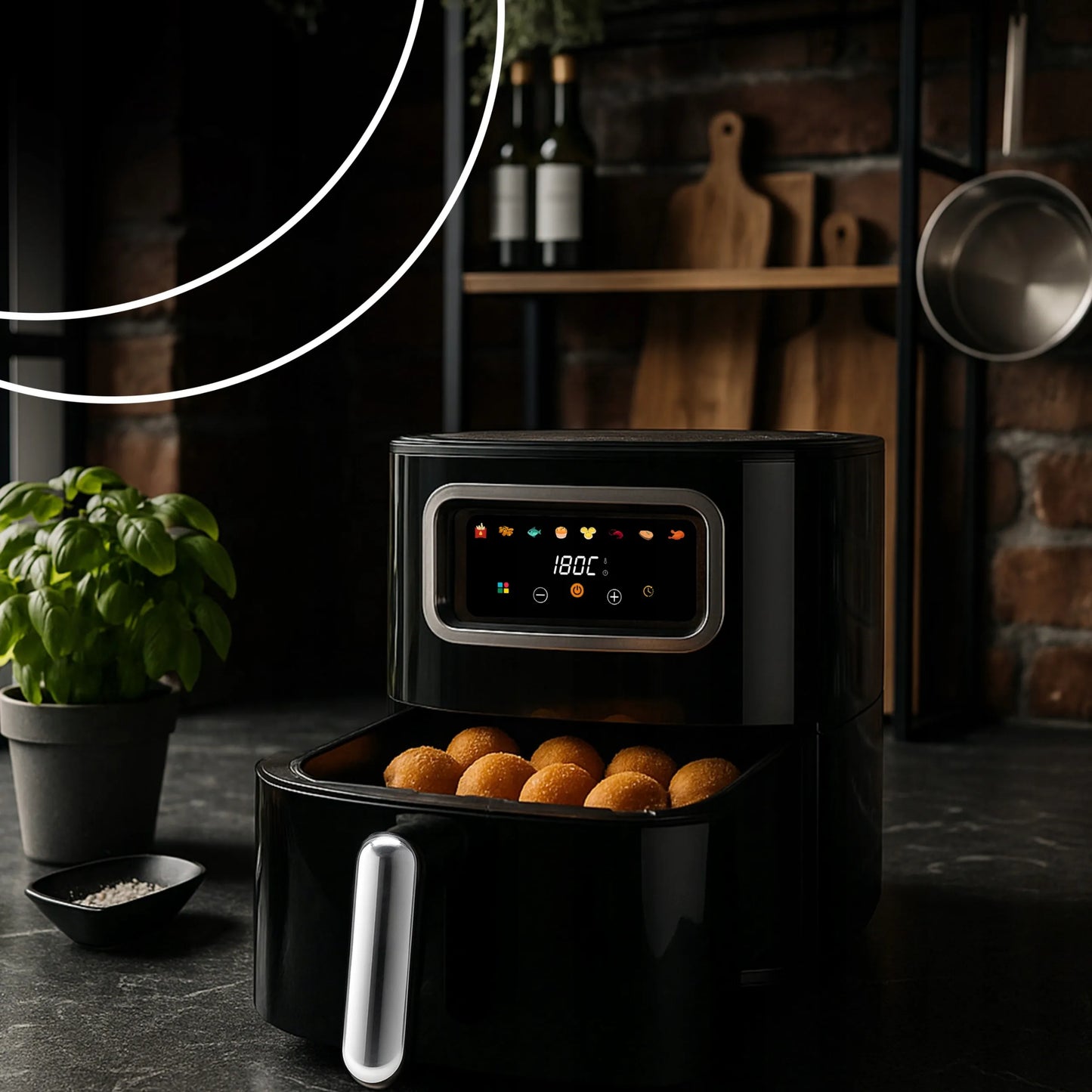 Karšto oro gruzdintuvė RETOO Air Fryer 1450W, 5,5 l, 8 programų