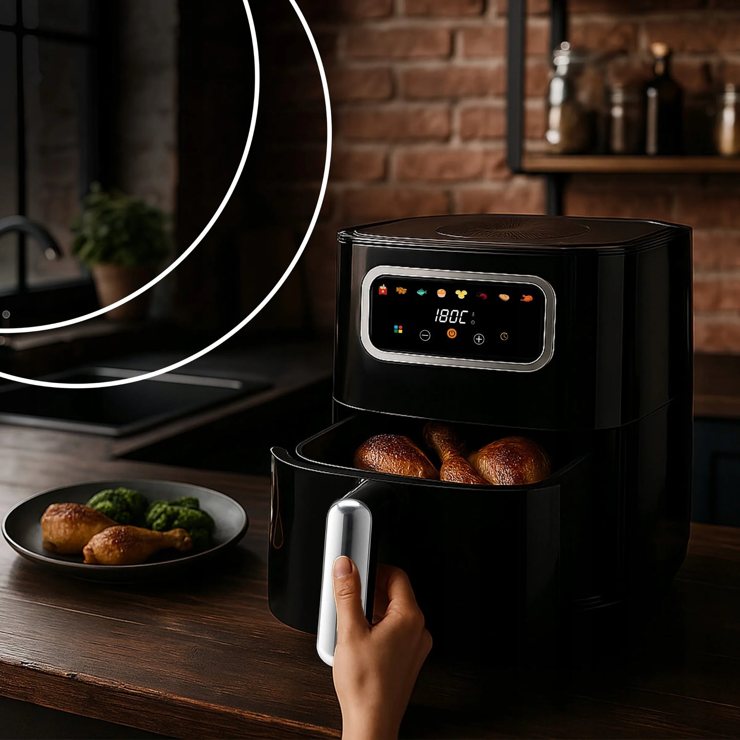 Karšto oro gruzdintuvė RETOO Air Fryer 1450W, 5,5 l, 8 programų